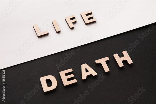 Fotografie, Tablou Word Life and Death on contrast background