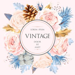 Canvas Print - Vintage card with flowers