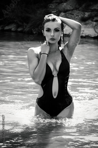 Seductive Sexy Girl Or Woman In Erotic Underwear And Stands - 