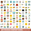 © ylivdesign - 100 finance company icons set, flat style