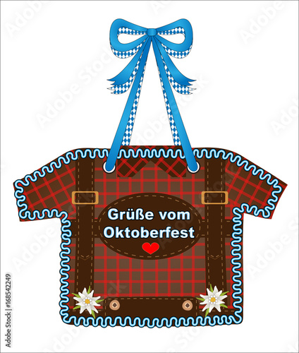 Oktoberfest Lebkuchen Hemd Aus Lebkuchen Mit Karos In Rot Herz Und Edelweiss Oktoberfest Karte Grusse Vom Oktoberfest Vektor Illustration Isoliert Auf Weissem Hintergrund Kaufen Sie Diese Vektorgrafik Und Finden Sie Ahnliche