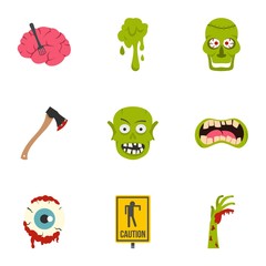 Sticker - Zombie icon set, flat style