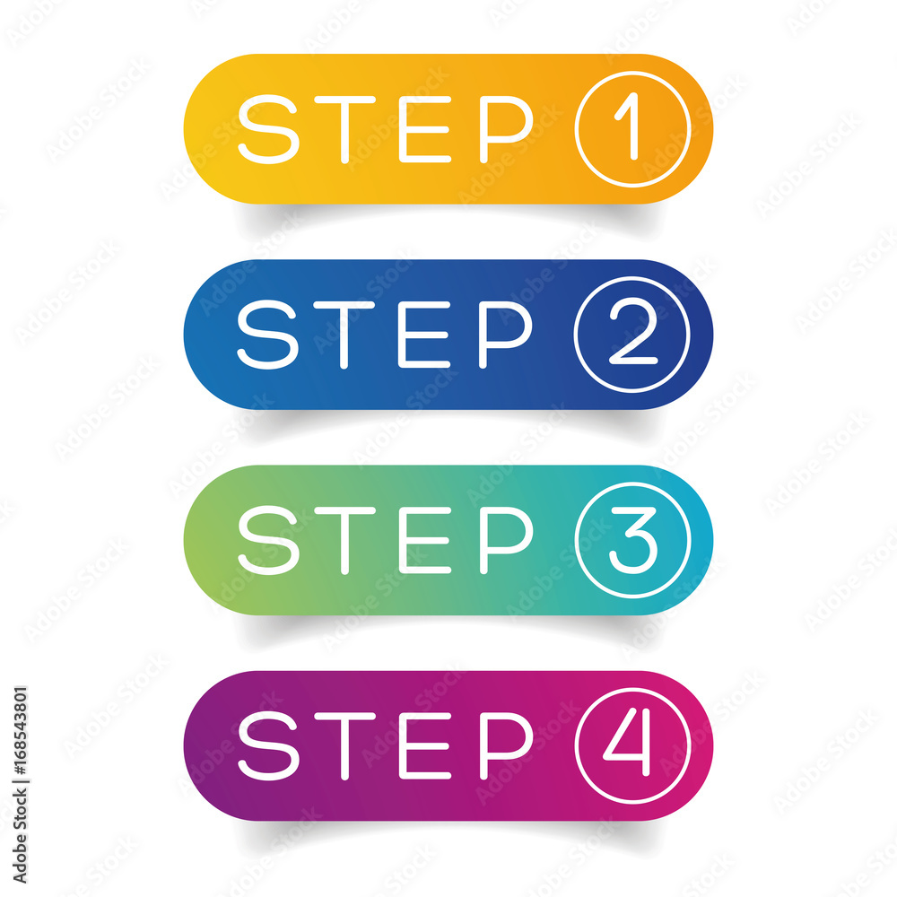 One Two Three Four steps progress - obrazy, fototapety, plakaty 