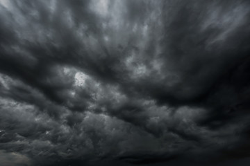 Wall Mural - Dark sky and black clouds, Dramatic storm clouds before rainy