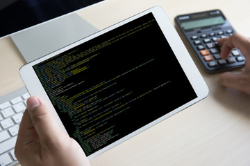 Wall Mural - developer team working laptop computer mobile application softwareand web design online technology c