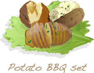 Potato BBQ illustration isolated.