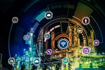 Aufkleber - Smart factory concept. Internet of Things. Factory Automation. Sensor network.