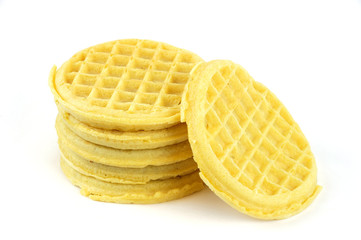 stacking waffle on white background