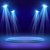 Fototapeta Panele - Concert stage with spot light lighting. Show performance vector background
