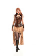 © faestock - full length portrait of a red haired lady, wearing a steampunk inspired outfit, isolated  on white background.