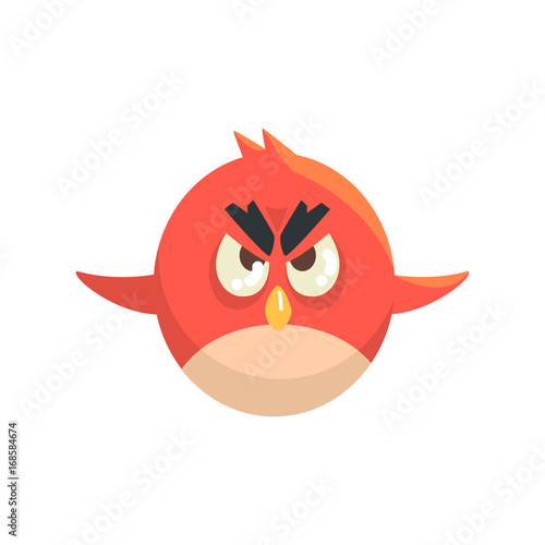 Fotografie, Tablou Cute little funny red chick bird flying colorful character vector Illustration