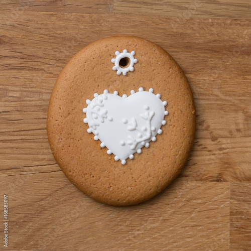 gingerbread with a painted white icing heart