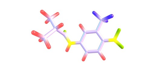 Poster - Flutamide molecular structure isolated on white