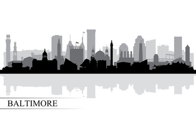Wall Mural - Baltimore city skyline silhouette background