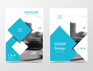 Wall Mural - Modern technology brochure design, business flyer template. Corporate identity leaflet layout. Blue presentation blank, magazine cover