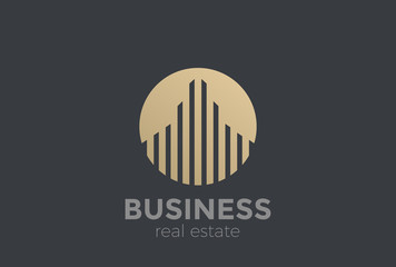 Sticker - Real Estate Logo vector circle. Luxury commercial property icon