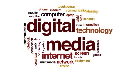 Wall Mural - digital media animated word cloud, text design animation.
