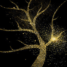 Tree Gold Glitter Art Concept Symbol Illustration