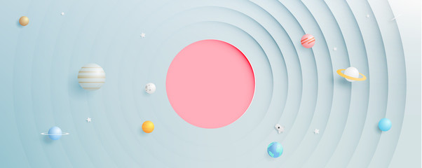 Solar system paper art style background