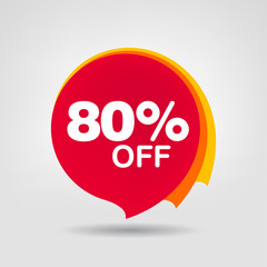 Wall Mural - 80% OFF Discount Sticker. Sale Red Tag Isolated Vector Illustration. Discount Offer Price Label, Vector Price Discount Symbol.