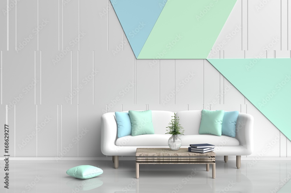 Photo Art Print Pastel Room Are Decorated With White Sofa Tree
