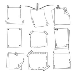 Wall Mural - sketch papers and different notepapers vector set in hand drawn style