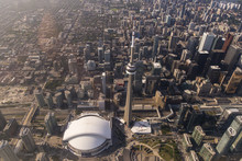 Aerial View Of Toronto CN Tower And Rogers Centre