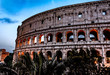 Italian architecture of Rome. Atmospheric city. The legendary Colosseum. blood and Sand Evening Shooting