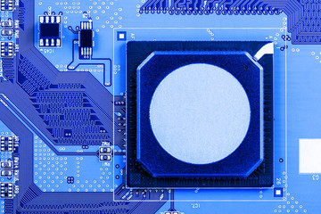 Electronic circuit board close up.