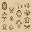 set of stylized native american symbols