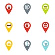 © ylivdesign - Route pins icon set, flat style