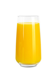 Poster - Glass of fresh orange juice on white background