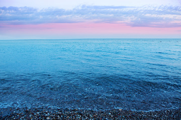 Beautiful pink sunset over the sea.