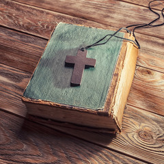 Sticker - Christian cross on bible
