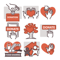 Wall Mural - Donation and volunteer work icons