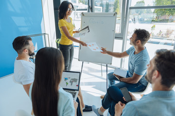 Wall Mural - Pleasant nice woman conducting a professional training