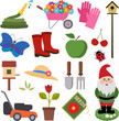 A set of colorful gardening icons