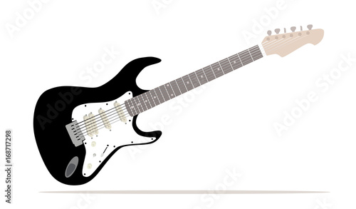 Fotomural Vector - A traditional solid body black electric guitar isolated over white