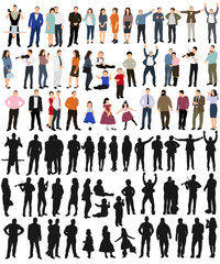 Wall Mural -  isolated, silhouette people collection, set of silhouettes of isometric people