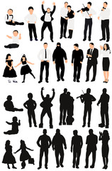 Wall Mural - isolated, silhouette of people collection, set of silhouettes