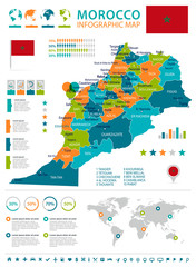  Morocco - infographic map and flag - illustration