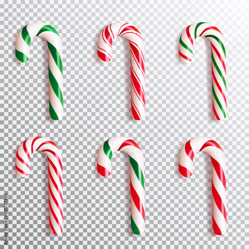Cuadros en Lienzo Set of realistic christmas candy cane