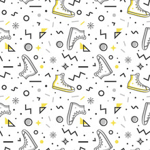 Sneakers Seamless Pattern In Memphis Style.