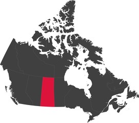 Wall Mural - Map of Canada split into individual provinces. Highlighted province of Saskatchewan.