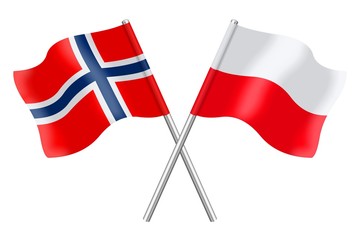 Wall Mural - Flags. Norway and Poland