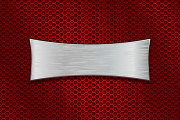 Wall Mural - Metal scratched plate on red perforated background