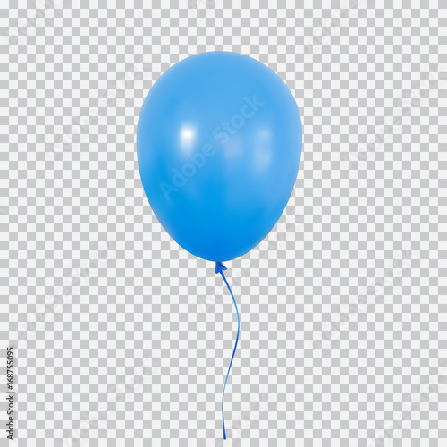 Fotografía Blue helium balloon isolated on transparent background.