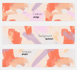 Fototapeta  - Grudge textured strokes cream orange banner set