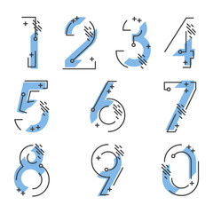 (element) set of ten numbers form zero to nine, number flat design