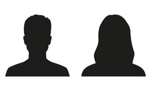 Man And Woman Silhouette. People Avatar Profile Or Icon. Vector Illustration.